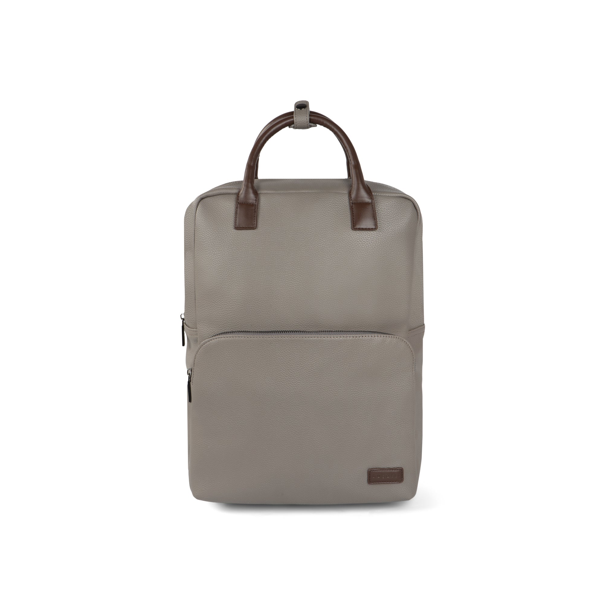 Bugatti Travel Contrast Backpack in grey with front pocket and adjustable straps, designed for stylish everyday use.