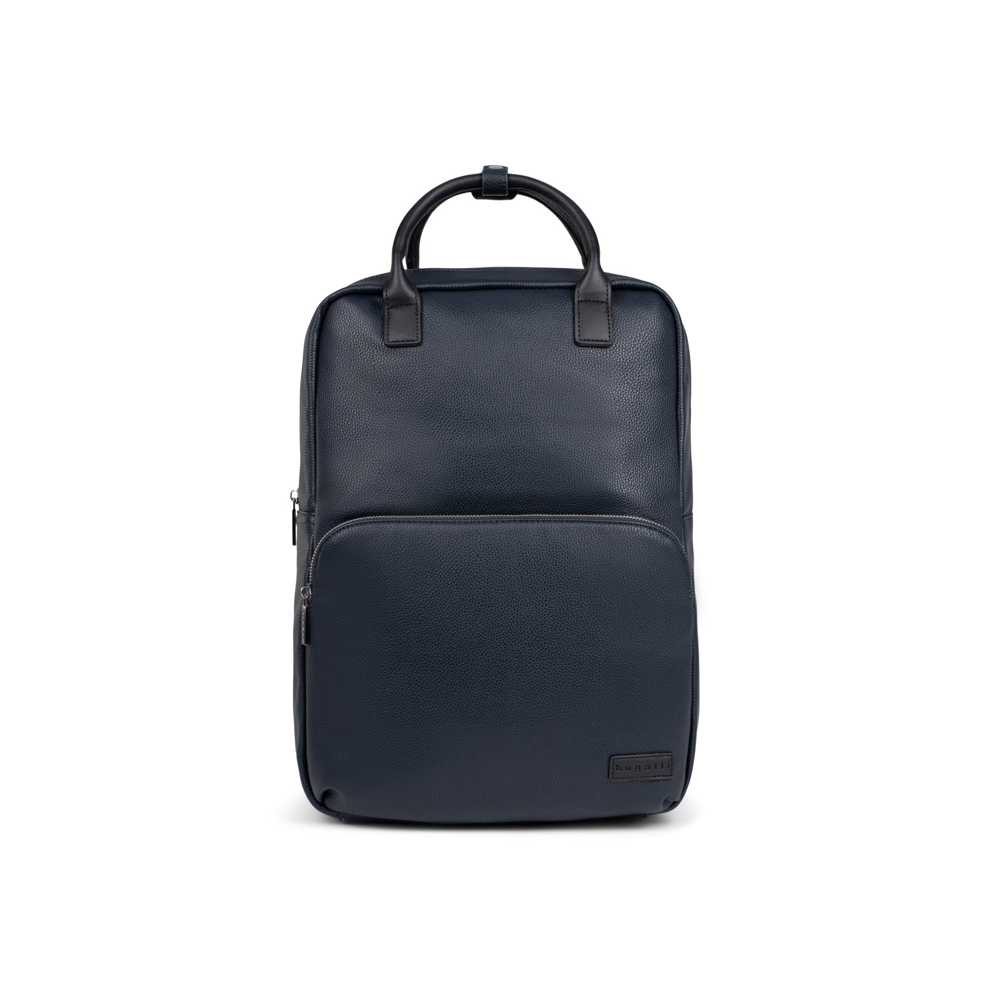 Navy Bugatti Travel Contrast Backpack with front pocket, adjustable straps, and sleek design for everyday use.