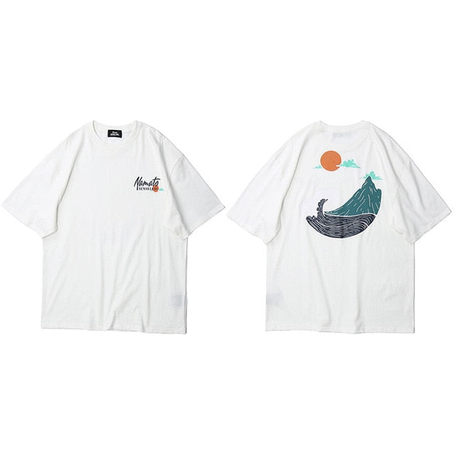 Vimost Shop Great Wave T-shirt featuring a Japanese wave design, short sleeve streetwear tee for men, summer casual clothing
