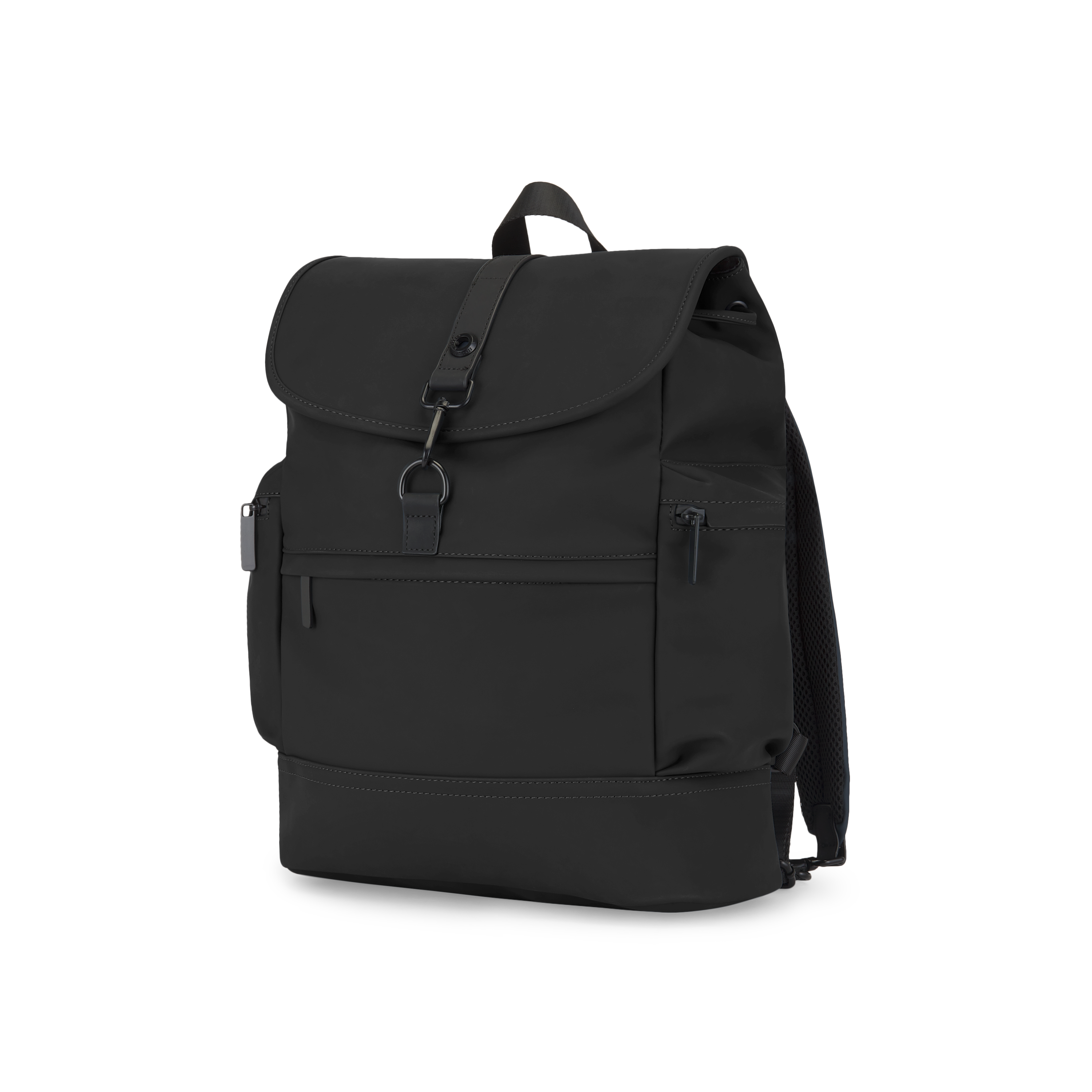 Black Bugatti Travel Core Backpack with ergonomic straps and multiple compartments, shown from an angled view.