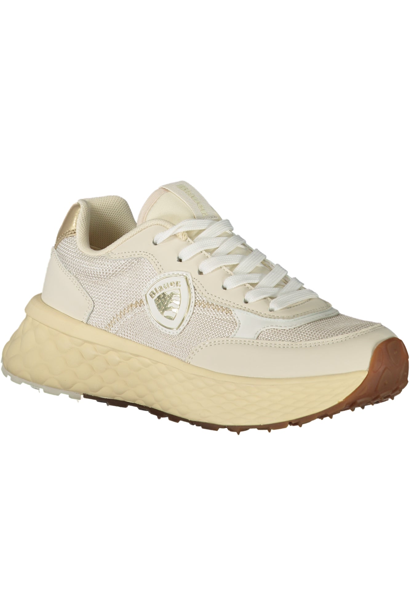 Beige BLAUER women's sneakers with sporty design, lace-up closure, and cushioned soles for comfortable everyday wear.