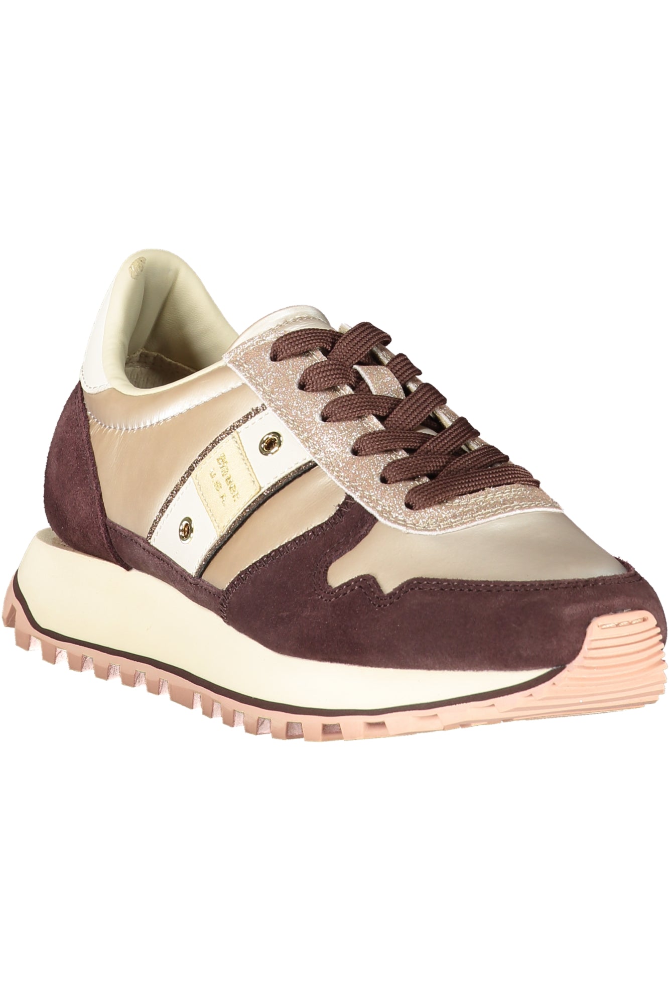 Beige Blauer women's sports sneakers with white soles and breathable mesh material, designed for comfort and active wear.