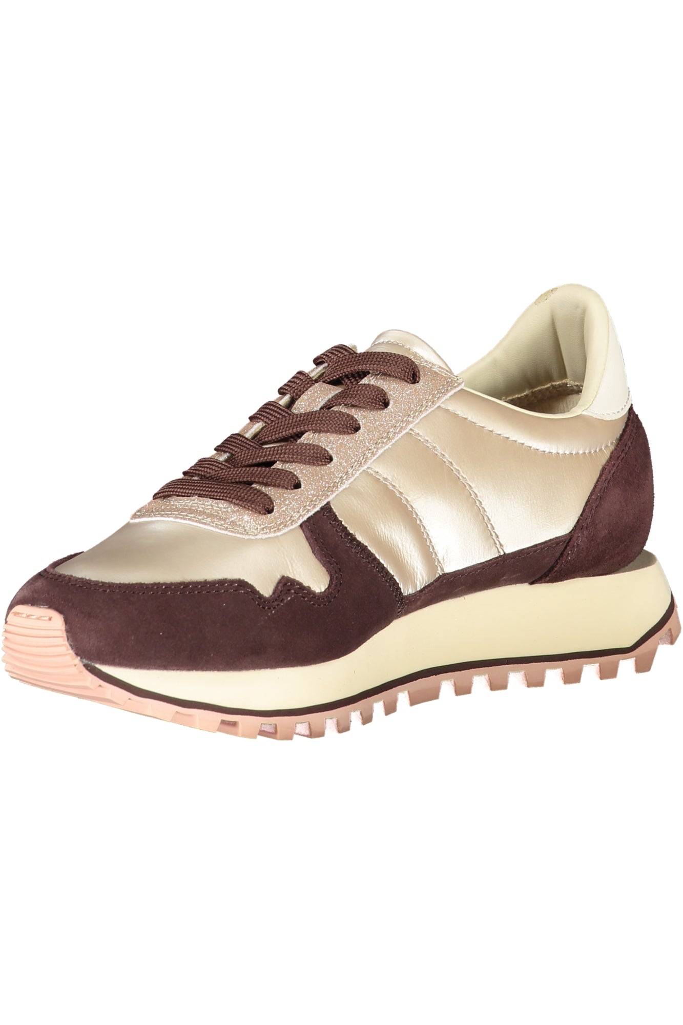Beige Blauer women's sports sneakers with breathable mesh and lace-up design, suitable for active wear and casual outings.
