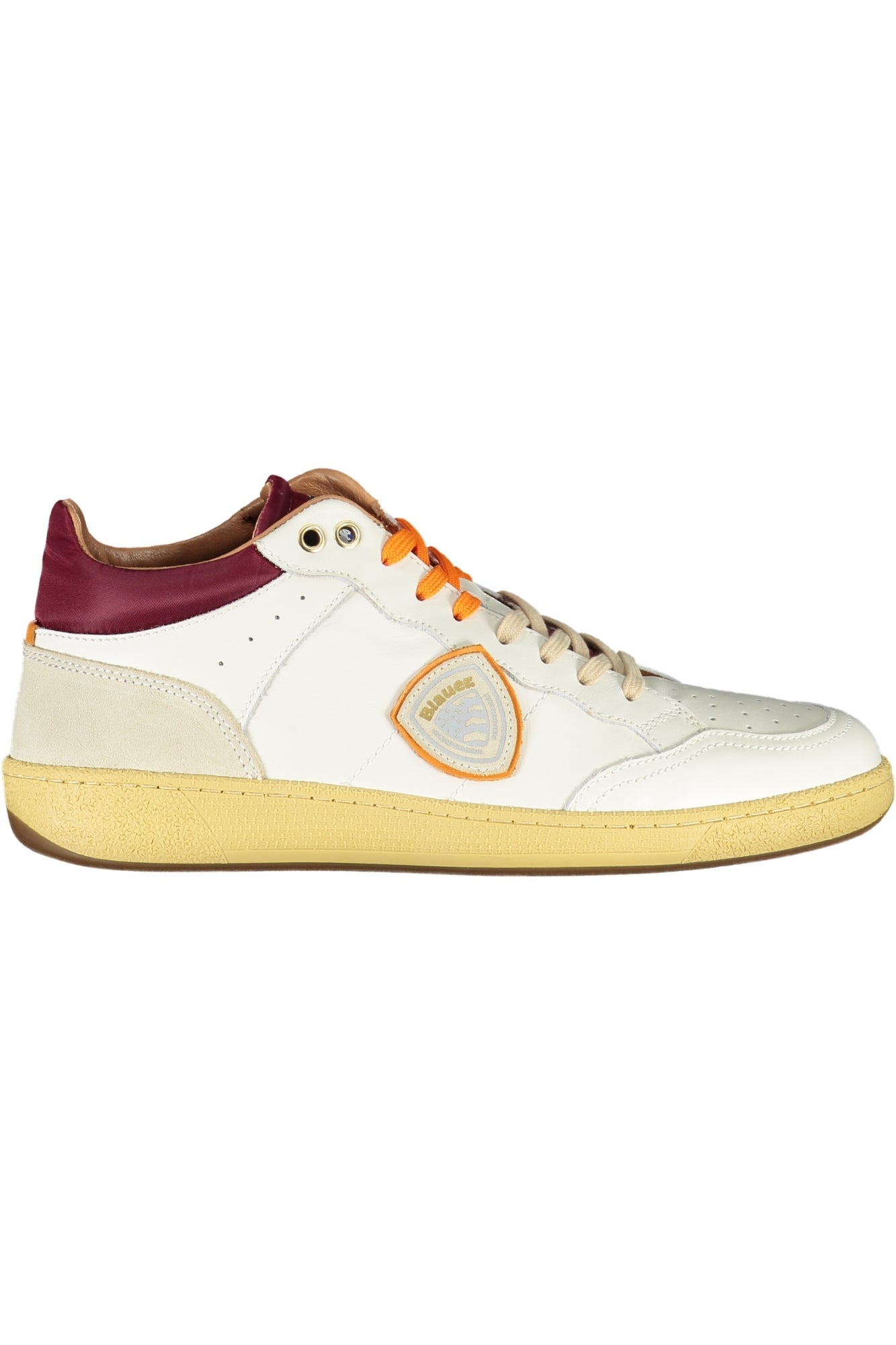 Blauer white men's sports shoes with laces and contrast logo details