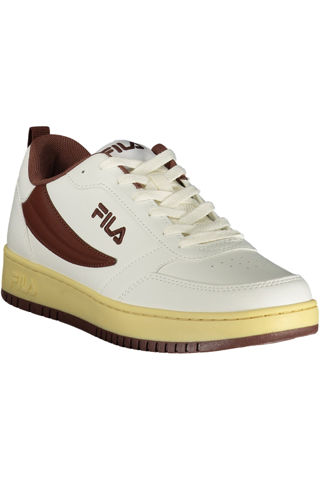 FILA men's white sneakers with sporty design, featuring cushioned soles and stylish accents, ideal for athletic or casual wear.