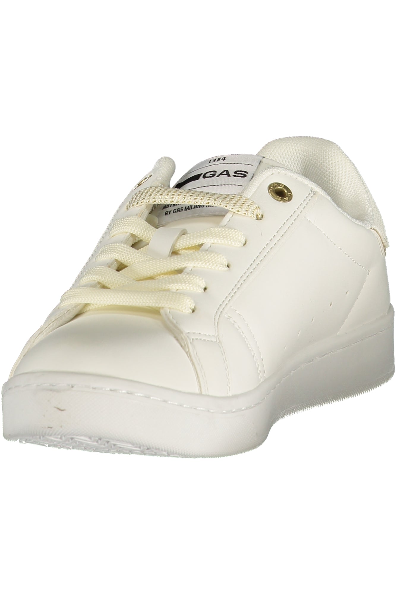 White GAS women's sports sneakers with breathable mesh and cushioned soles, designed for active wear and casual style.