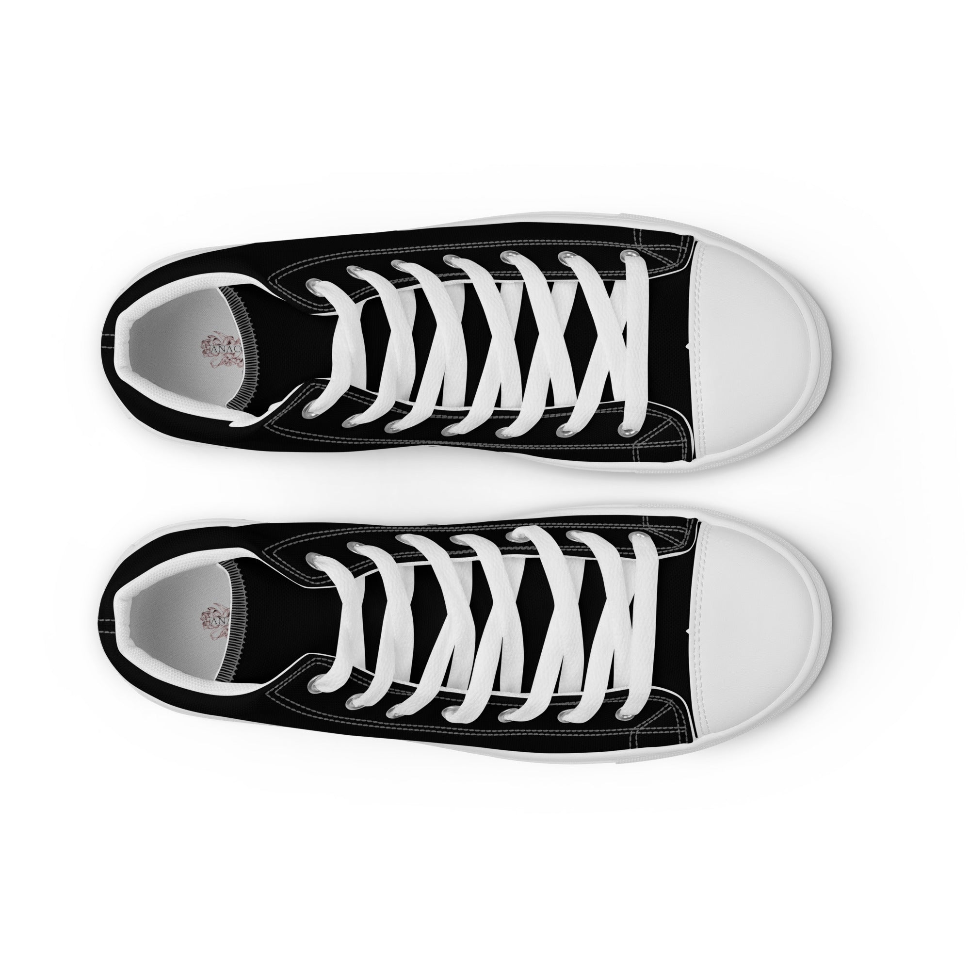 White Anacotte men's high top canvas shoes with laces, front view showing stylish casual footwear design.